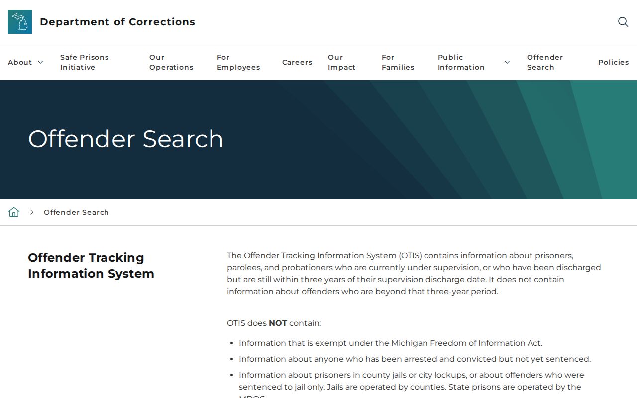 MDOC OTIS scope for Allegan County arrest searches